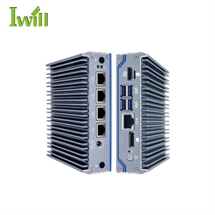 J4125 Mini PC 4 Lan Viftulaus tölva
